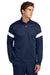 Sport-Tek ST800 Mens Moisture Wicking Travel Full Zip Jacket True Navy Blue/White Model Front