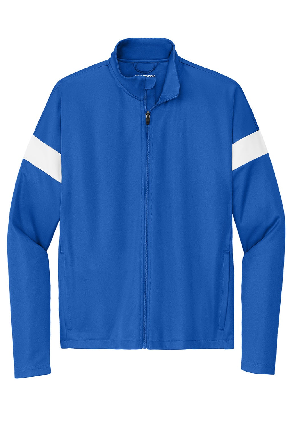 Sport-Tek ST800 Mens Moisture Wicking Travel Full Zip Jacket True Royal Blue/White Flat Front