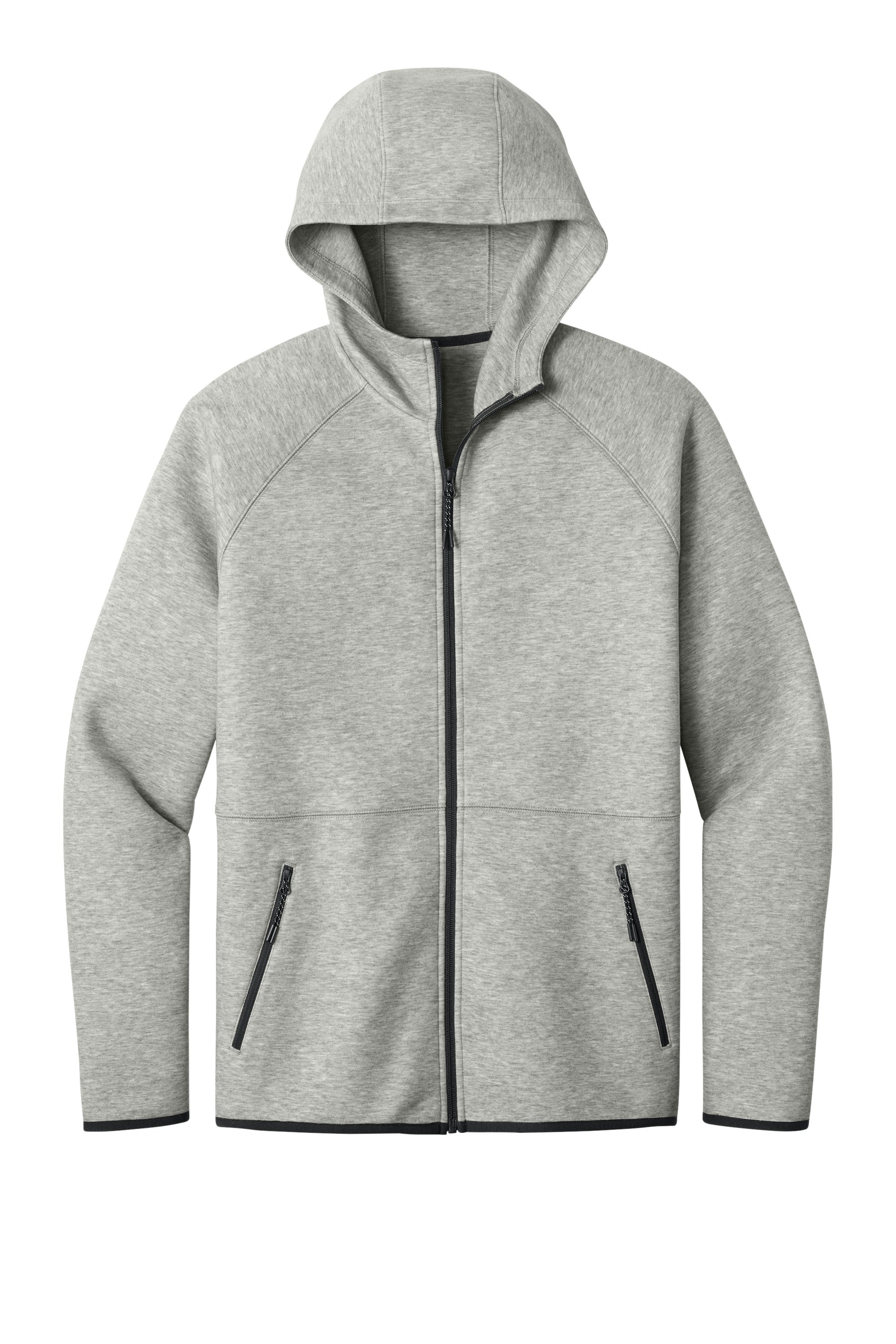 Sport-Tek ST840 Mens Phenom Full Zip Hooded Sweatshrt Hoodie w/ Pockets Heather Grey Flat Front