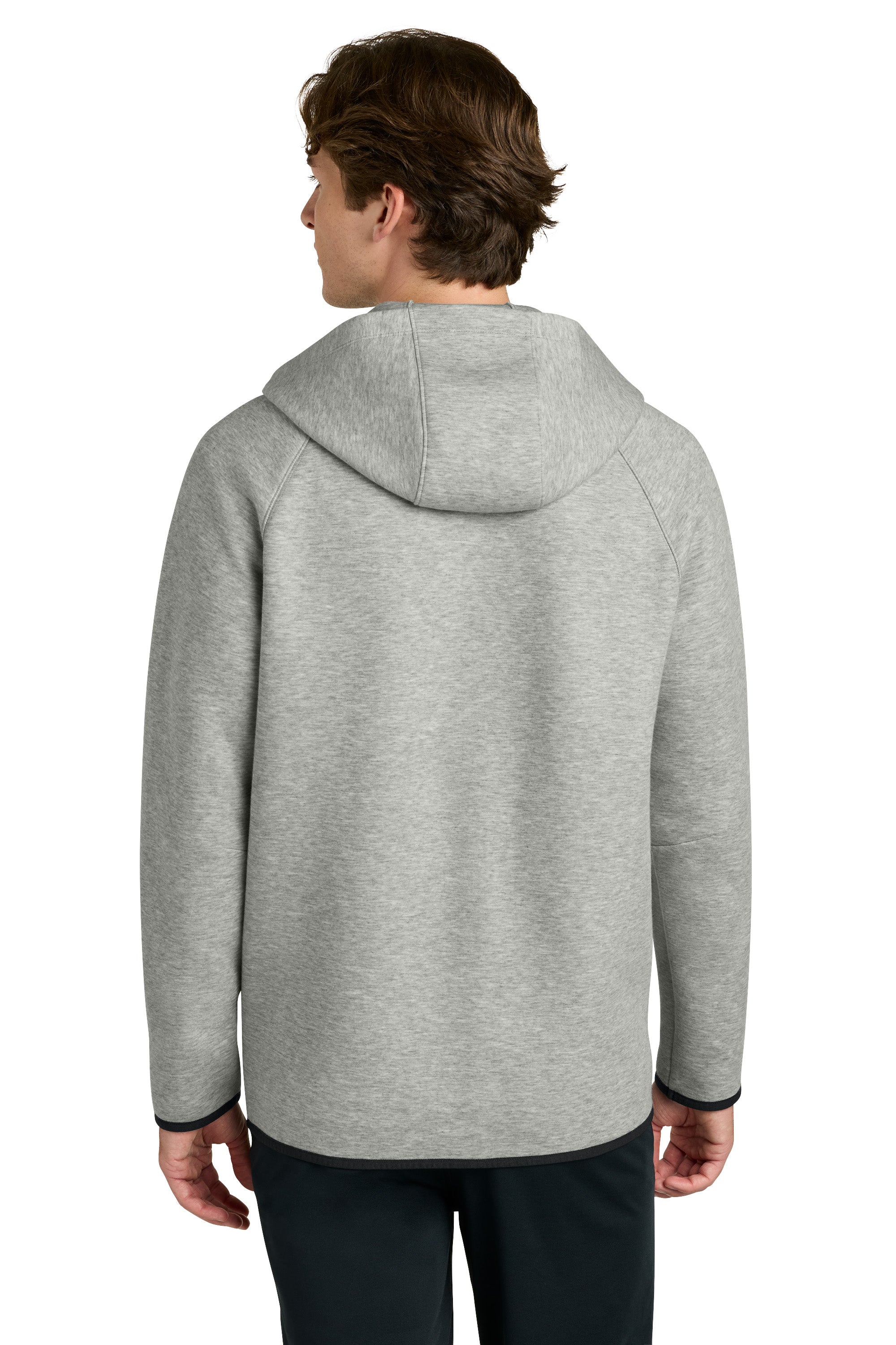 Sport-Tek ST840 Mens Phenom Full Zip Hooded Sweatshrt Hoodie w/ Pockets Heather Grey Model Back