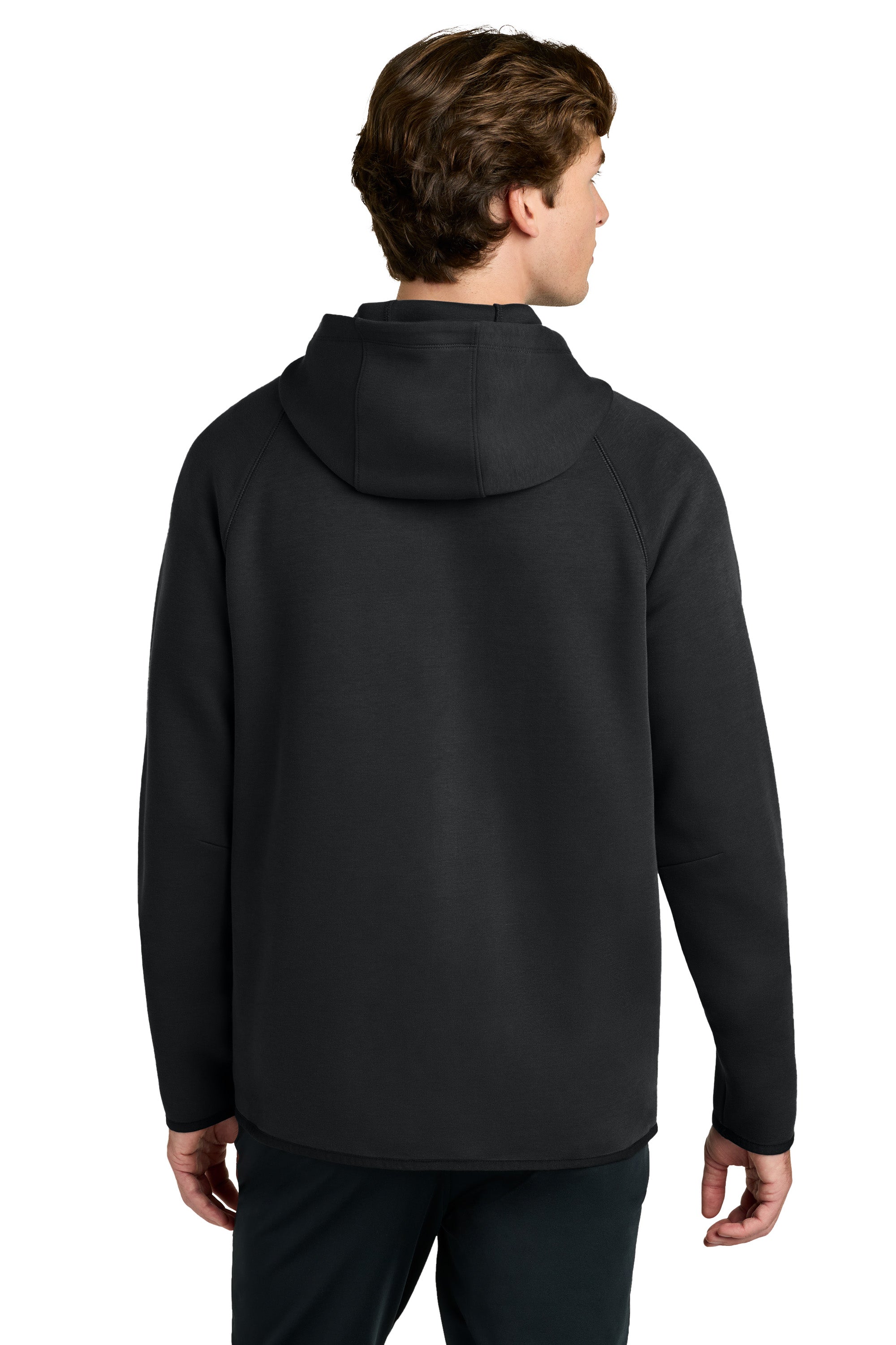 Sport-Tek ST840 Mens Phenom Full Zip Hooded Sweatshrt Hoodie w/ Pockets Black Model Back