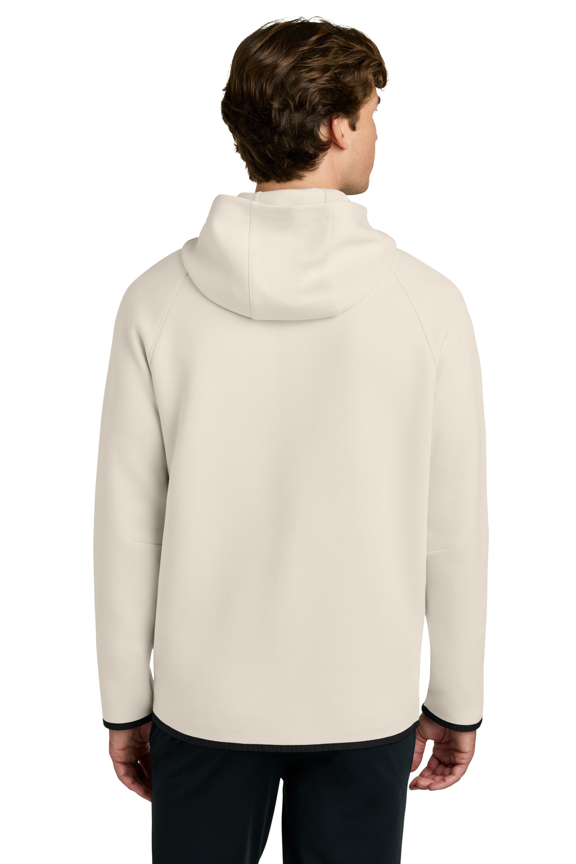 Sport-Tek ST840 Mens Phenom Full Zip Hooded Sweatshrt Hoodie w/ Pockets Ecru Model Back