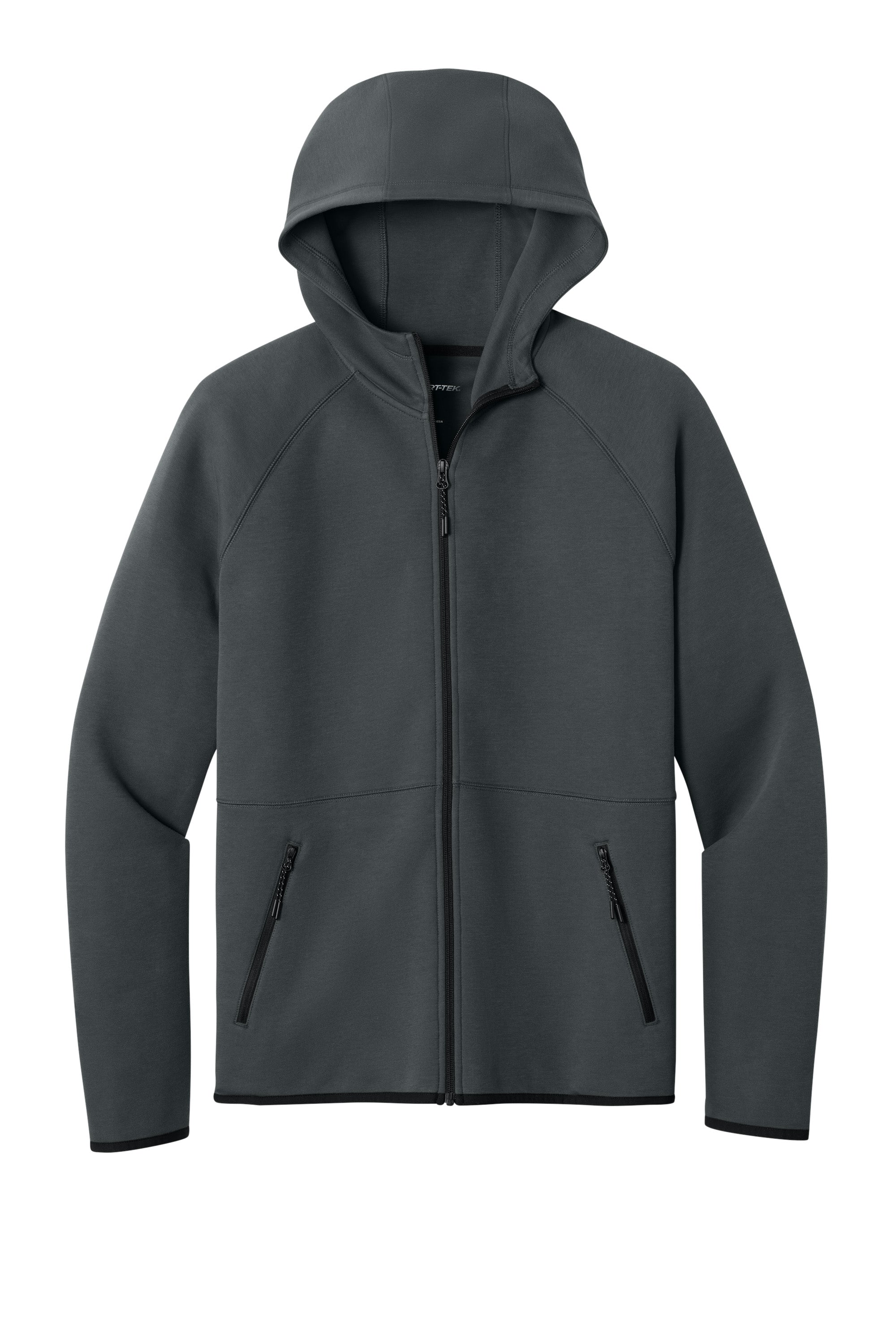 Sport-Tek ST840 Mens Phenom Full Zip Hooded Sweatshrt Hoodie w/ Pockets Iron Grey Flat Front