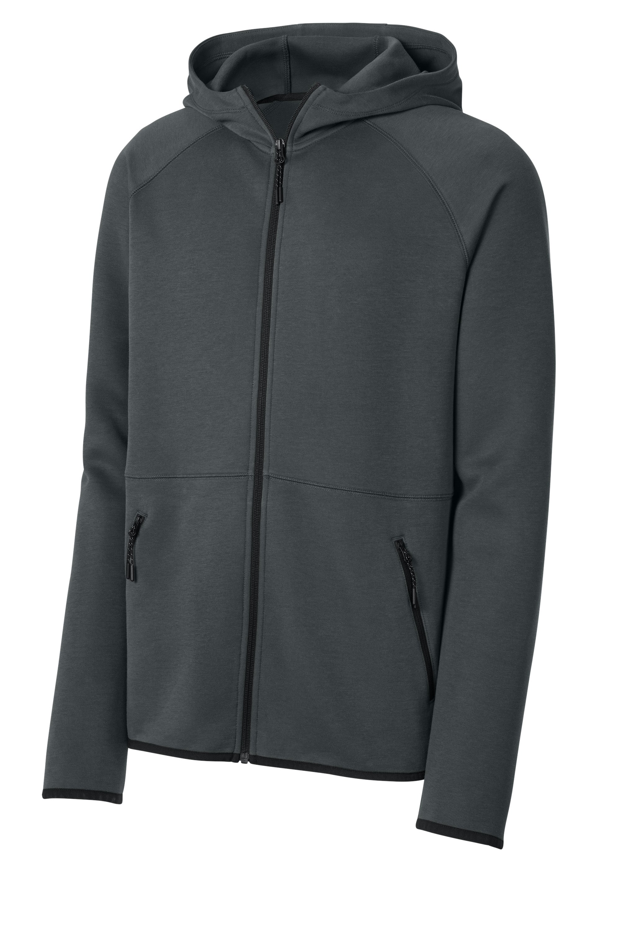 Sport-Tek ST840 Mens Phenom Full Zip Hooded Sweatshrt Hoodie w/ Pockets Iron Grey Form Front