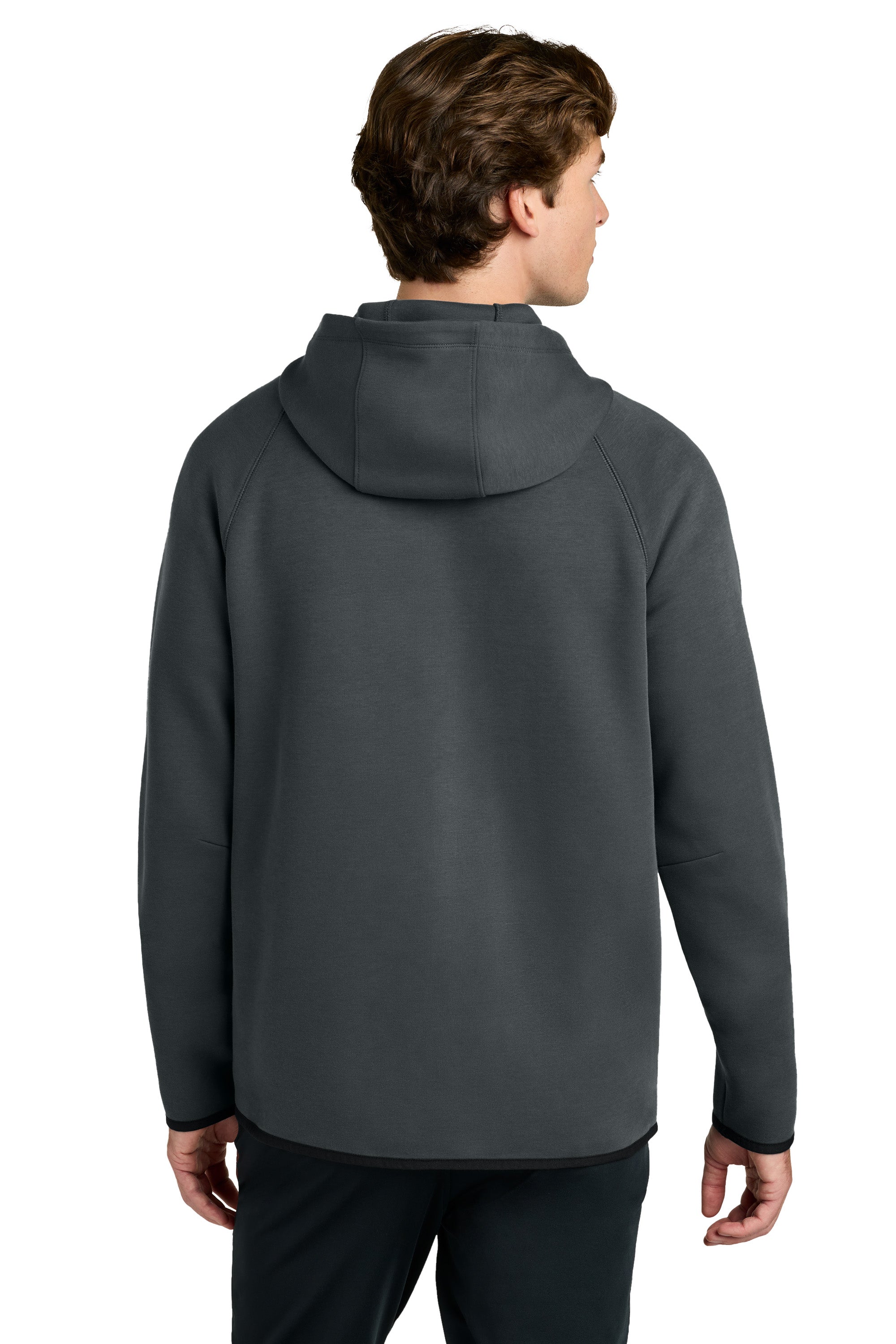 Sport-Tek ST840 Mens Phenom Full Zip Hooded Sweatshrt Hoodie w/ Pockets Iron Grey Model Back
