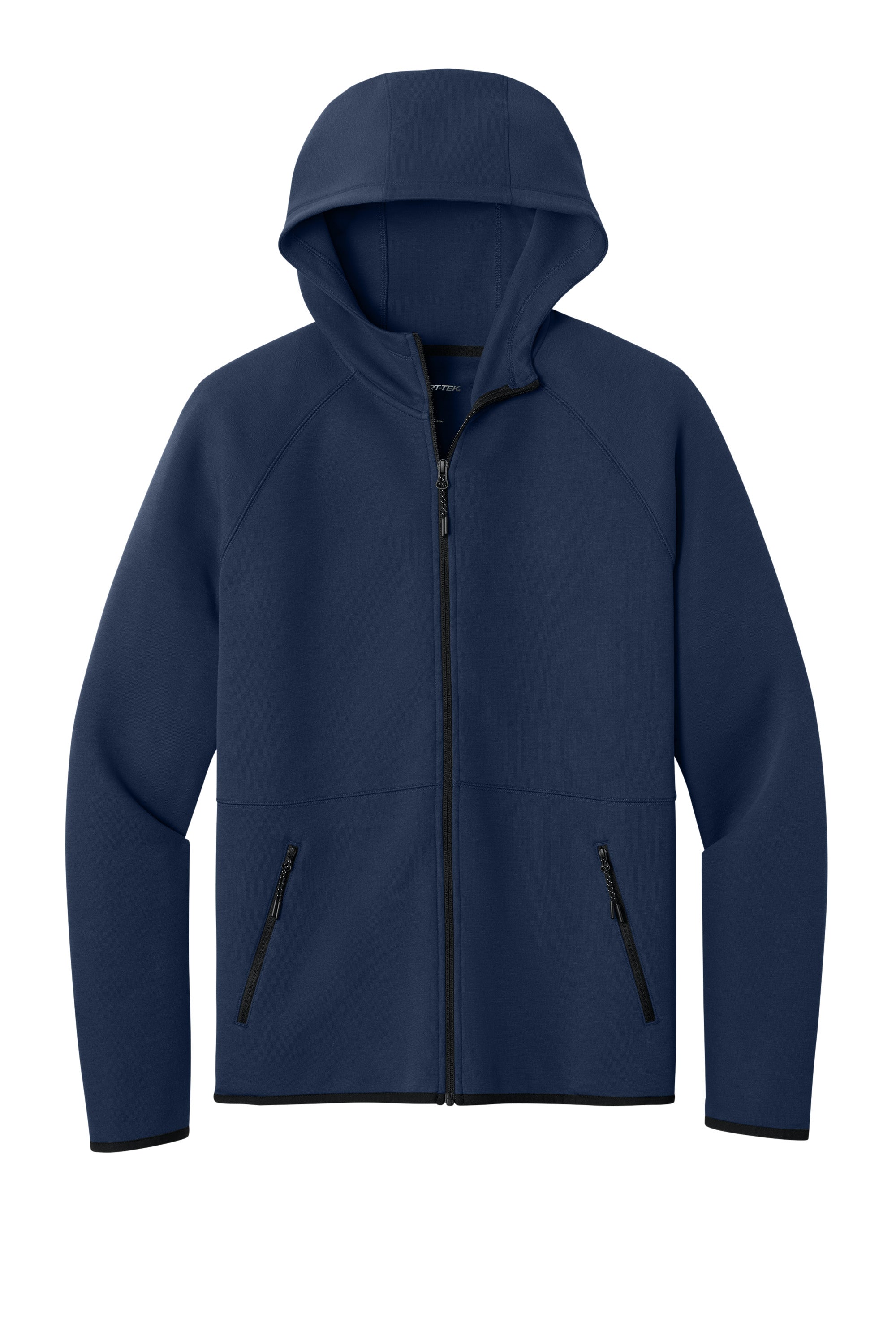 Sport-Tek ST840 Mens Phenom Full Zip Hooded Sweatshrt Hoodie w/ Pockets True Navy Blue Flat Front
