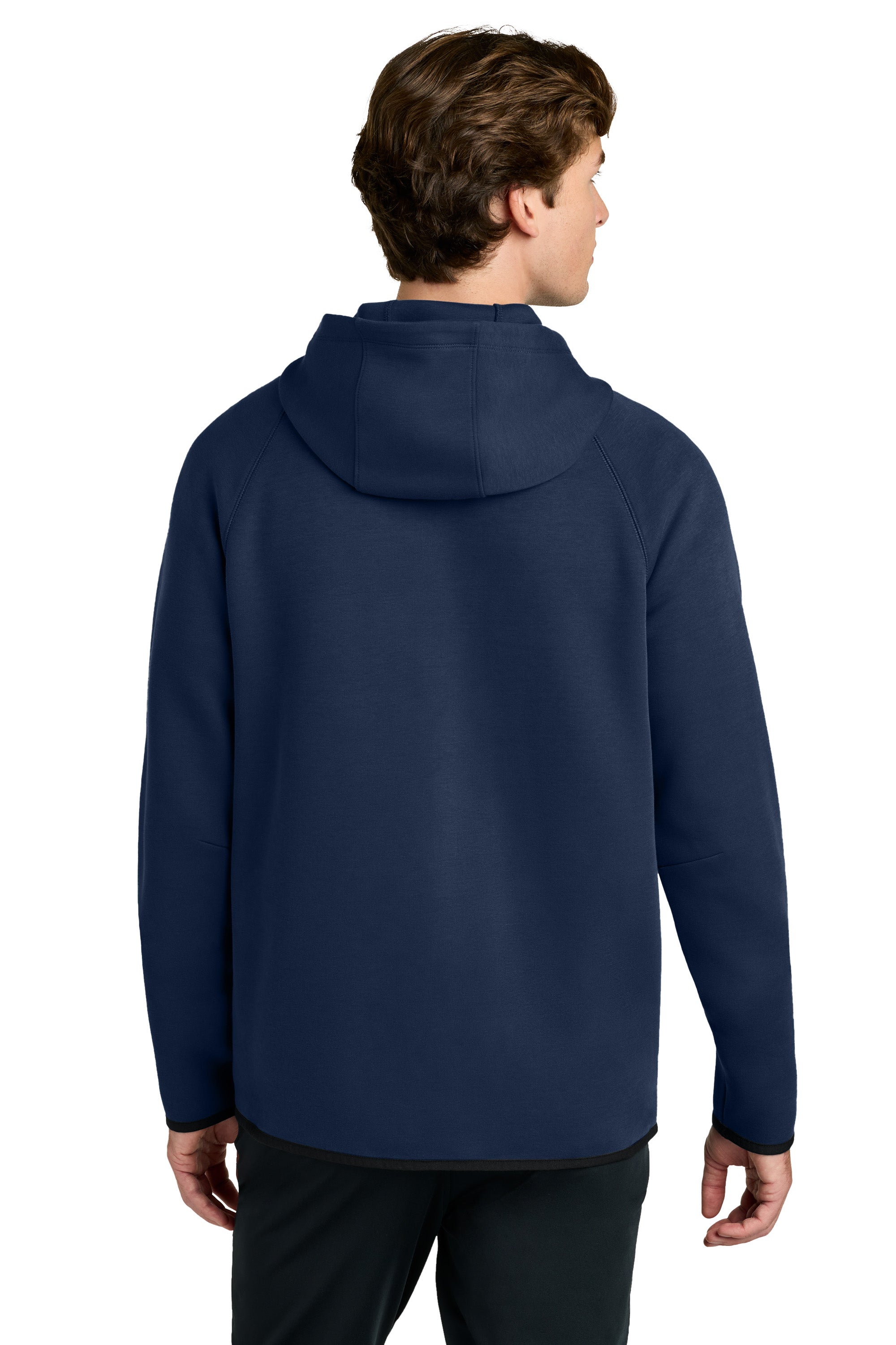 Sport-Tek ST840 Mens Phenom Full Zip Hooded Sweatshrt Hoodie w/ Pockets True Navy Blue Model Back