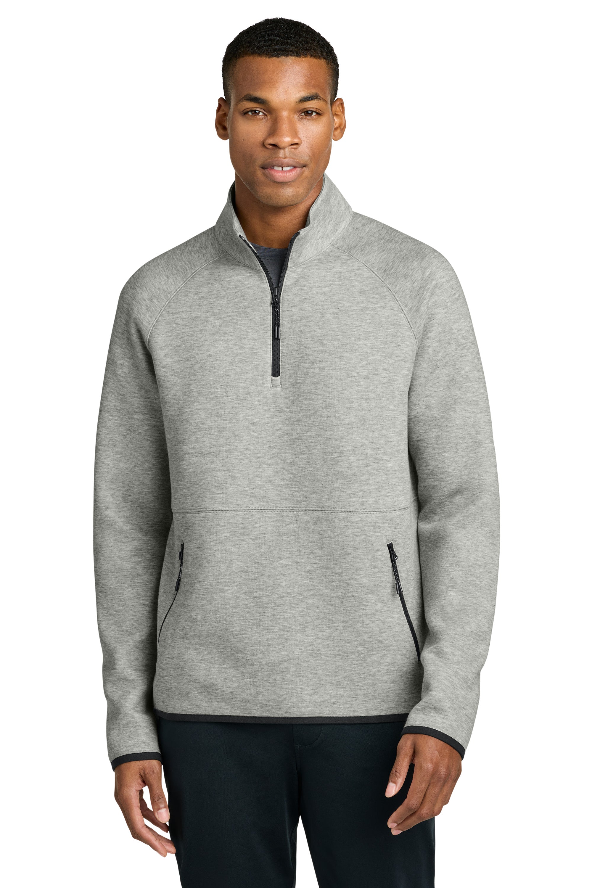 Sport-Tek ST841 Mens Phenom 1/4 Zip Sweatshirt w/ Pockets Heather Grey Model Front