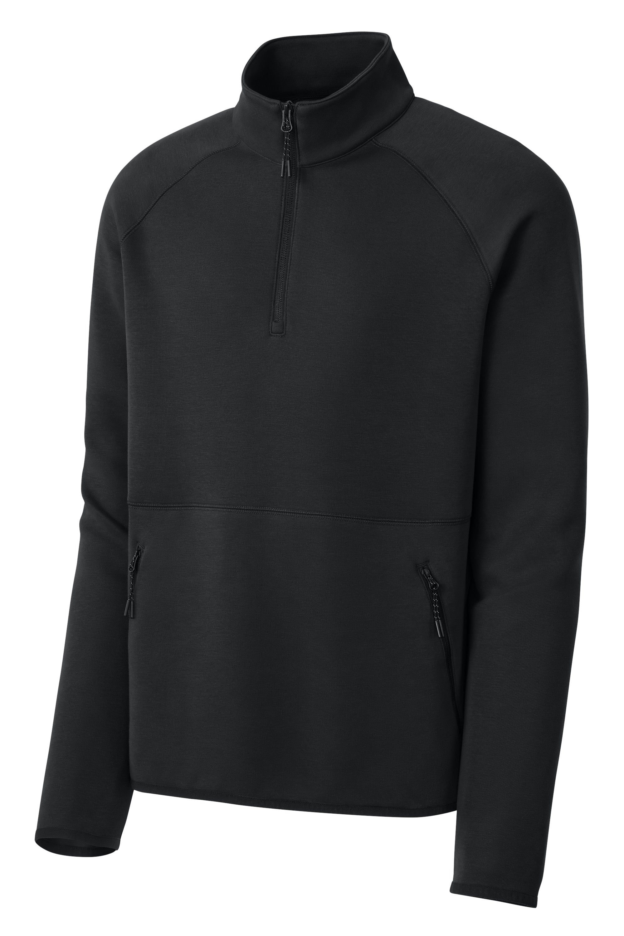 Sport-Tek ST841 Mens Phenom 1/4 Zip Sweatshirt w/ Pockets Black Form Front