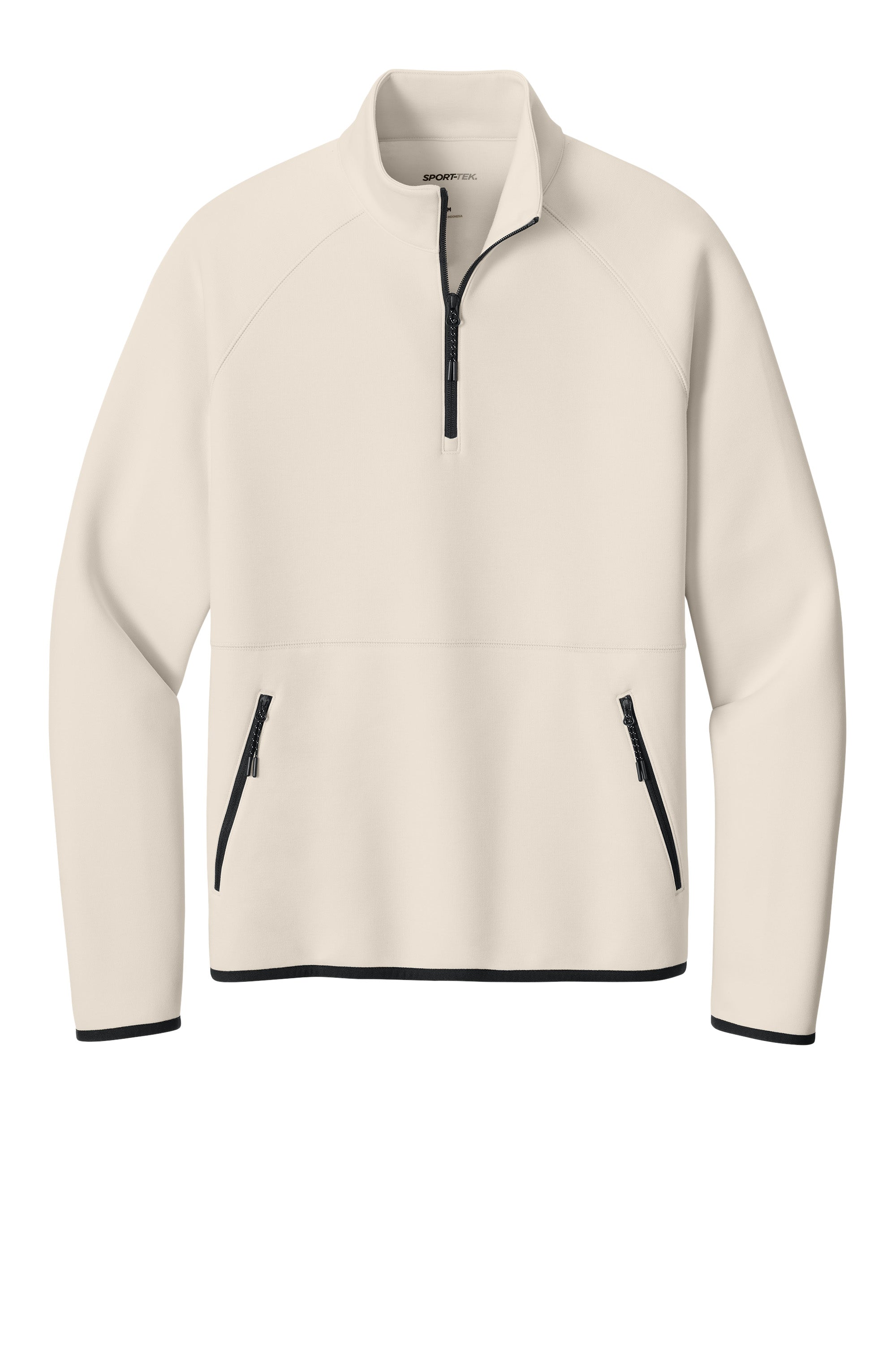 Sport-Tek ST841 Mens Phenom 1/4 Zip Sweatshirt w/ Pockets Ecru Flat Front