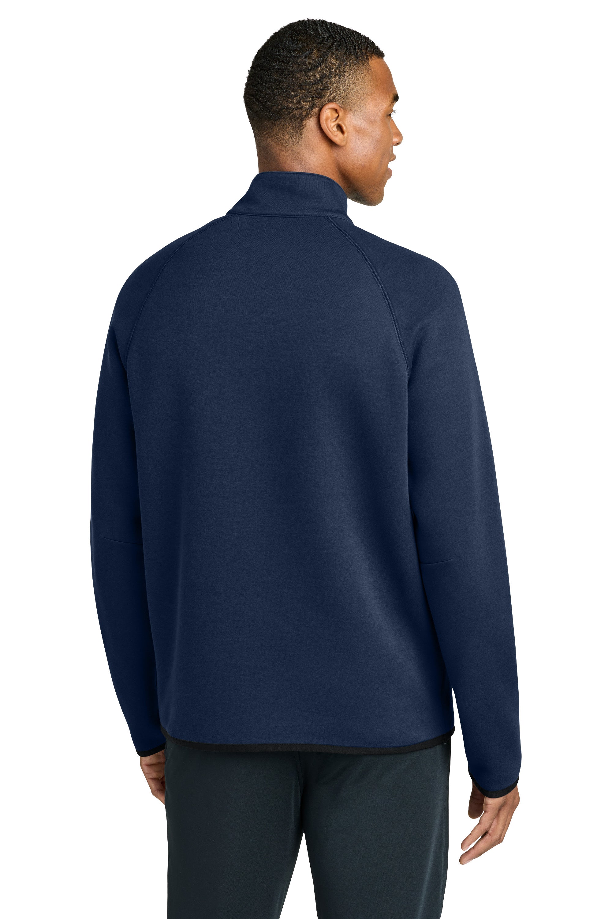 Sport-Tek ST841 Mens Phenom 1/4 Zip Sweatshirt w/ Pockets True Navy Blue Model Back