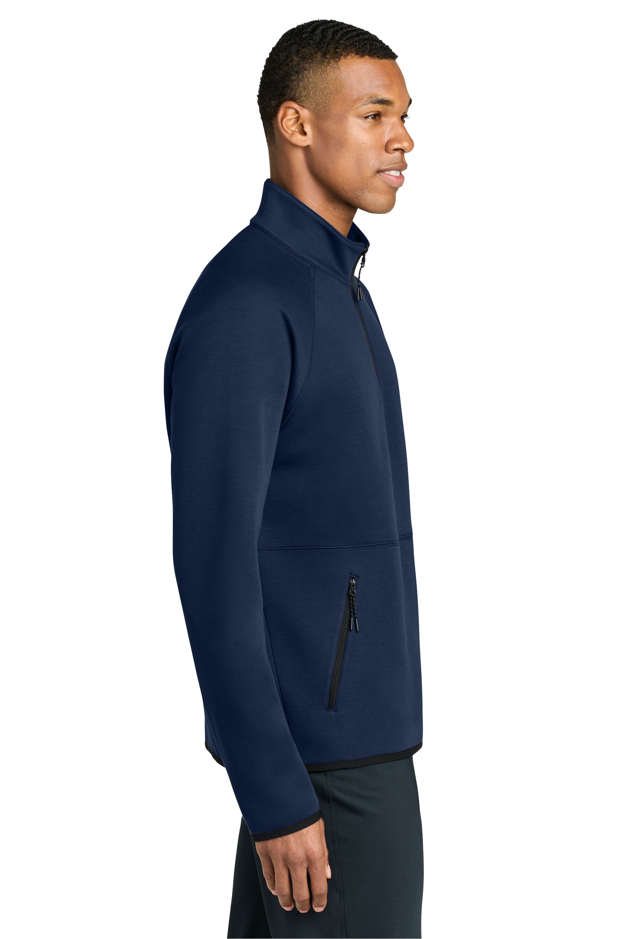 Sport-Tek ST841 Mens Phenom 1/4 Zip Sweatshirt w/ Pockets True Navy Blue Model Side