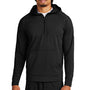 Sport-Tek Mens Sport-Wick Moisture Wicking 1/4 Zip Hooded Sweatshirt Hoodie w/ Pouch Pocket - Black