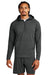 Sport-Tek ST856 Mens Sport-Wick Moisture Wicking 1/4 Zip Hooded Sweatshirt Hoodie w/ Pouch Pocket Charcoal Grey Model Front
