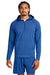 Sport-Tek ST856 Mens Sport-Wick Moisture Wicking 1/4 Zip Hooded Sweatshirt Hoodie w/ Pouch Pocket True Royal Blue Model Front