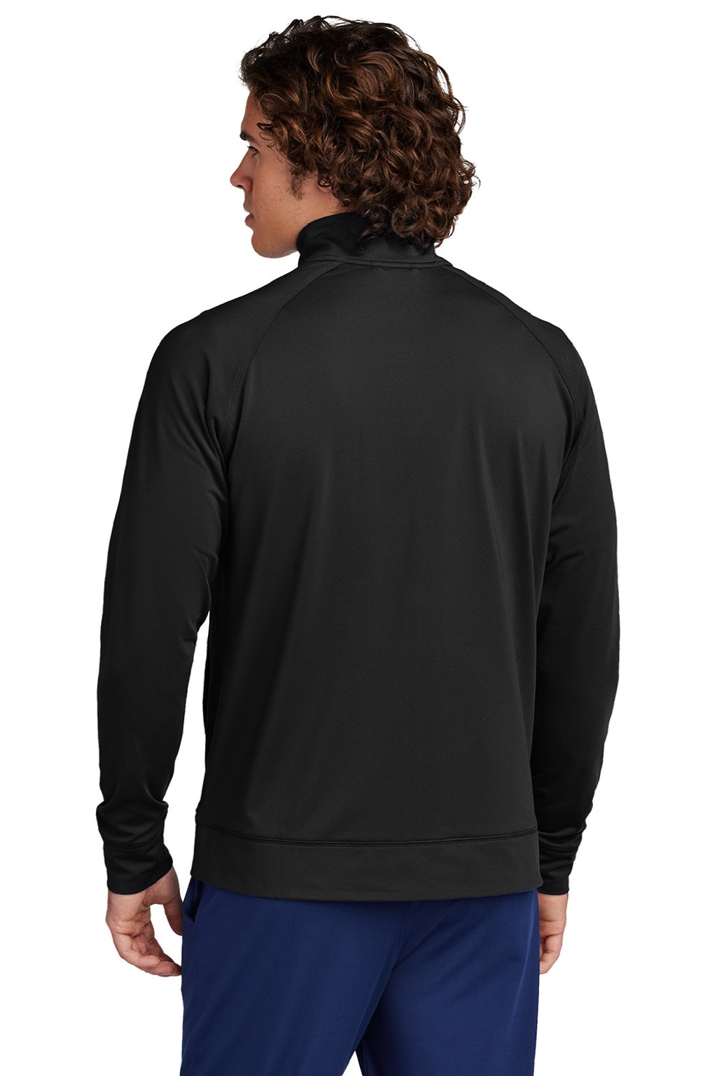 Sport-Tek ST857 Mens Sport-Wick Moisture Wicking Full Zip Cadet Jacket Black Model Back