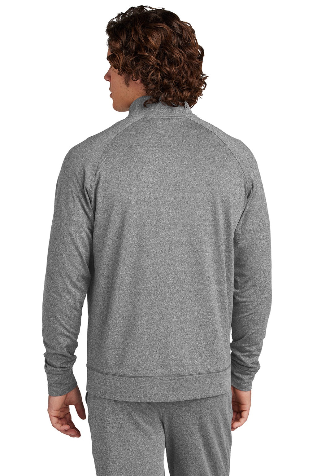 Sport-Tek ST857 Mens Sport-Wick Moisture Wicking Full Zip Cadet Jacket Heather Charcoal Grey Model Back