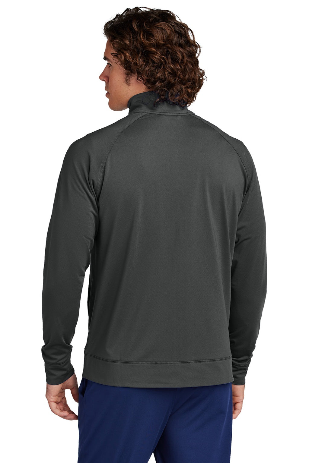 Sport-Tek ST857 Mens Sport-Wick Moisture Wicking Full Zip Cadet Jacket Charcoal Grey Model Back