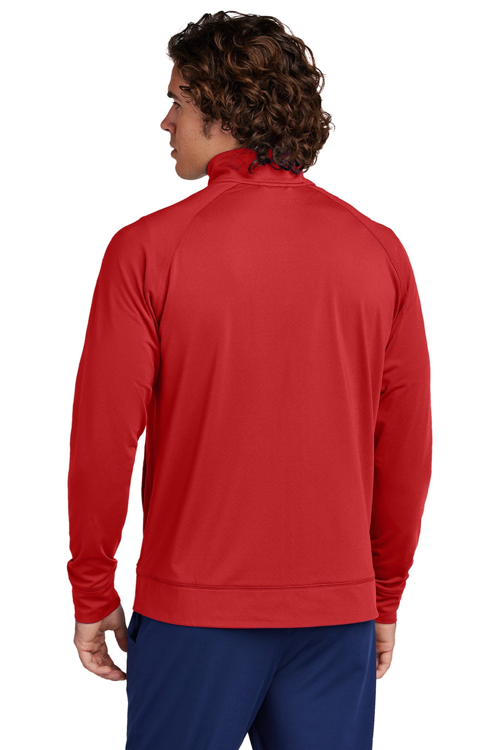 Sport-Tek ST857 Mens Sport-Wick Moisture Wicking Full Zip Cadet Jacket Deep Red Model Back