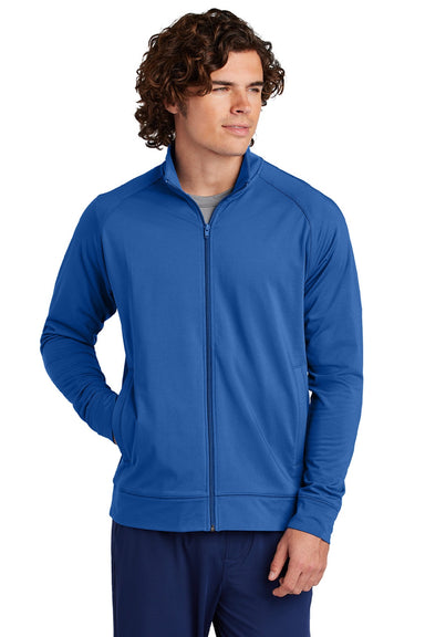 Sport-Tek ST857 Mens Sport-Wick Moisture Wicking Full Zip Cadet Jacket True Royal Blue Model Front