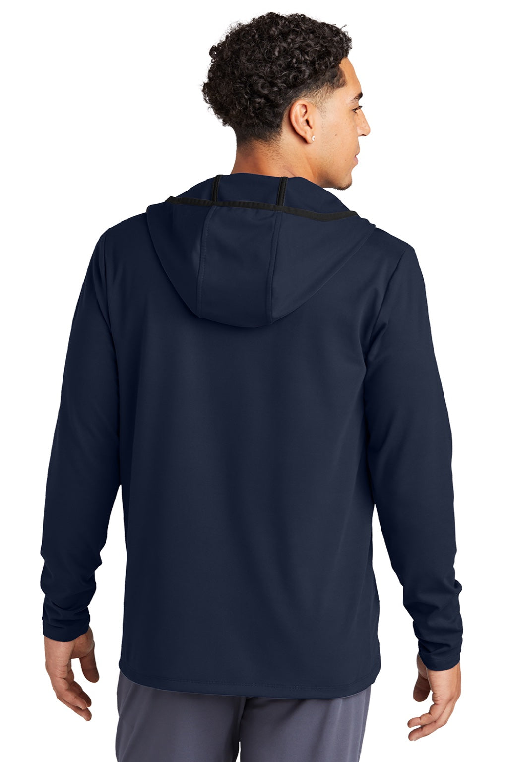 Sport-Tek ST870 Mens Circuit Full Zip Hooded Sweatshirt Hoodie w/ Pockets True Navy Blue Model Back
