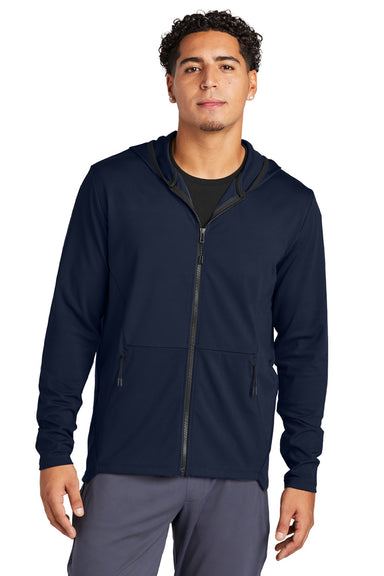 Sport-Tek ST870 Mens Circuit Full Zip Hooded Sweatshirt Hoodie w/ Pockets True Navy Blue Model Front