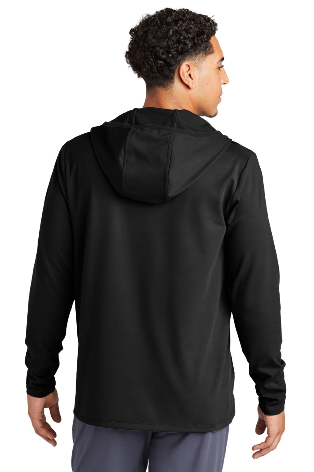 Sport-Tek ST870 Mens Circuit Full Zip Hooded Sweatshirt Hoodie w/ Pockets Deep Black Model Back