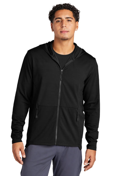 Sport-Tek ST870 Mens Circuit Full Zip Hooded Sweatshirt Hoodie w/ Pockets Deep Black Model Front