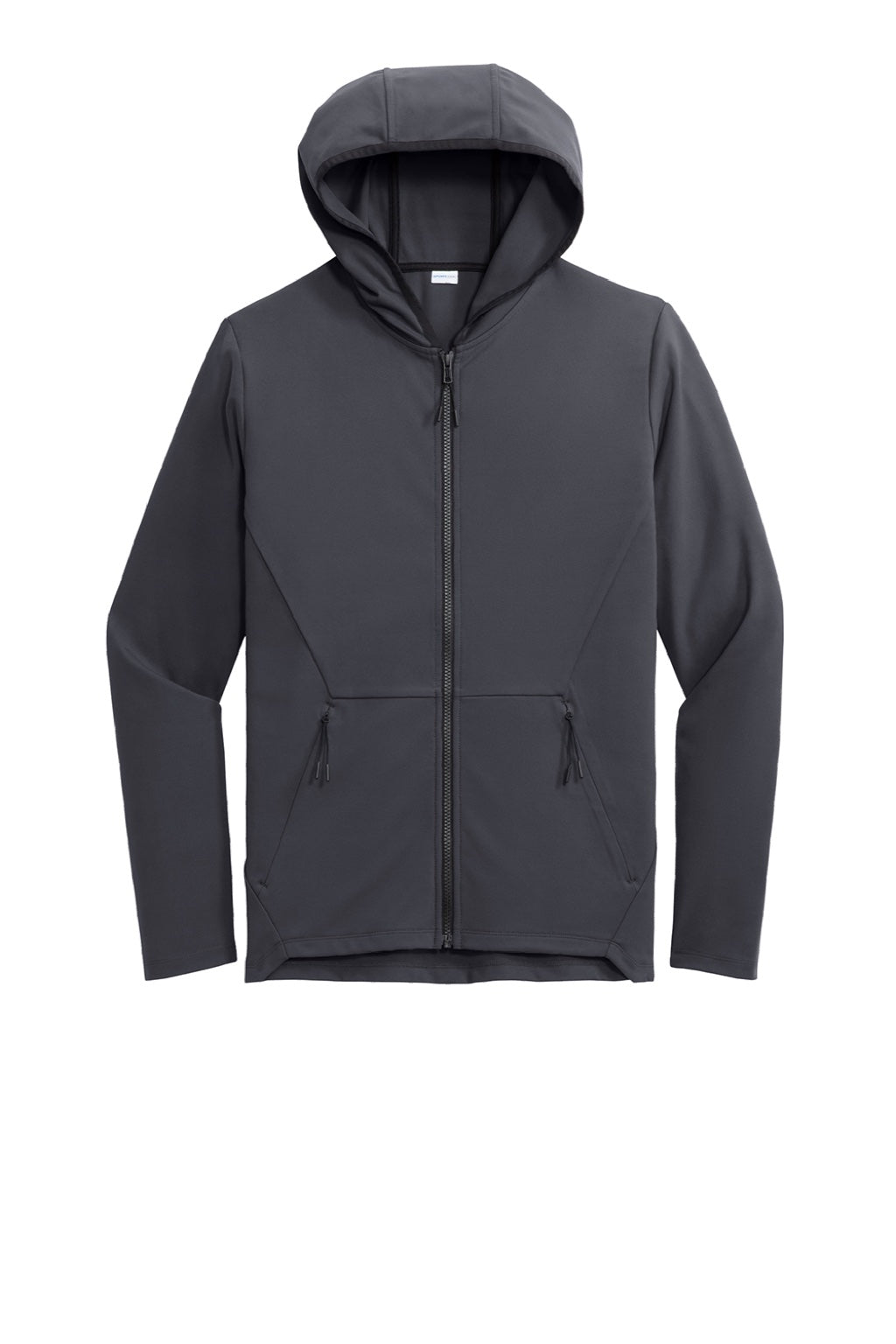 Sport-Tek ST870 Mens Circuit Full Zip Hooded Sweatshirt Hoodie w/ Pockets Graphite Grey Flat Front