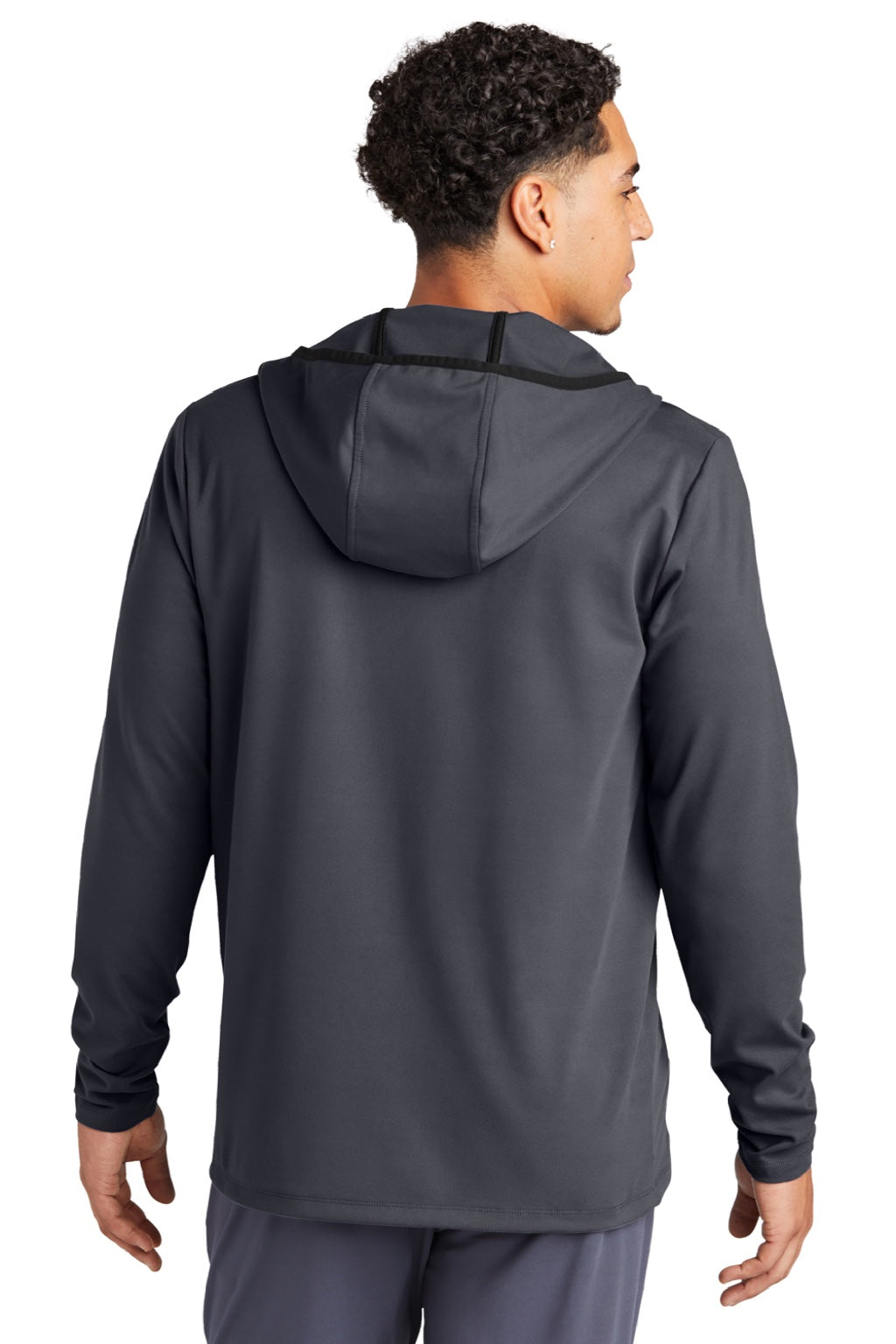 Sport-Tek ST870 Mens Circuit Full Zip Hooded Sweatshirt Hoodie w/ Pockets Graphite Grey Model Back