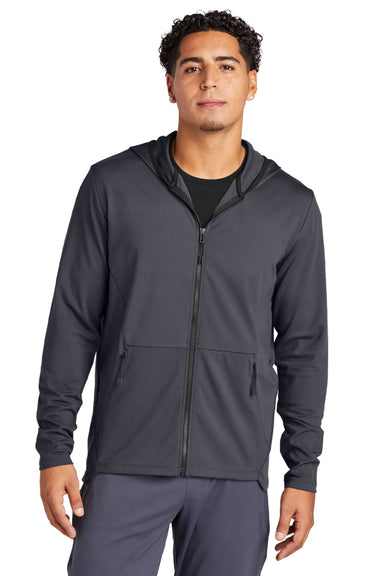 Sport-Tek ST870 Mens Circuit Full Zip Hooded Sweatshirt Hoodie w/ Pockets Graphite Grey Model Front