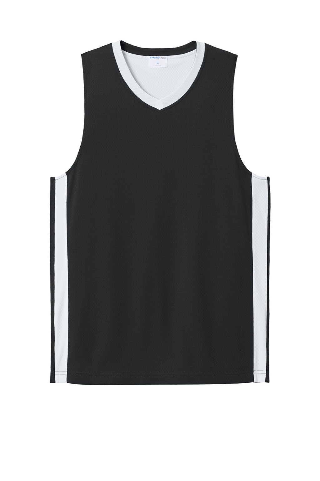Sport-Tek ST900 Mens Rival Basketball Moisture Wicking Reversible Jersey Tank Top Black/White Flat Front