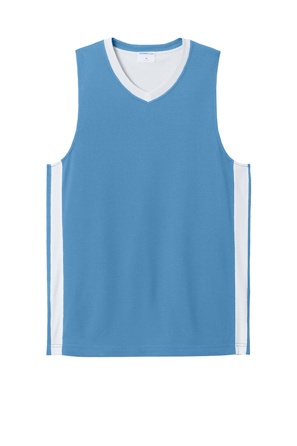 Sport-Tek ST900 Mens Rival Basketball Moisture Wicking Reversible Jersey Tank Top Carolina Blue/White Flat Front