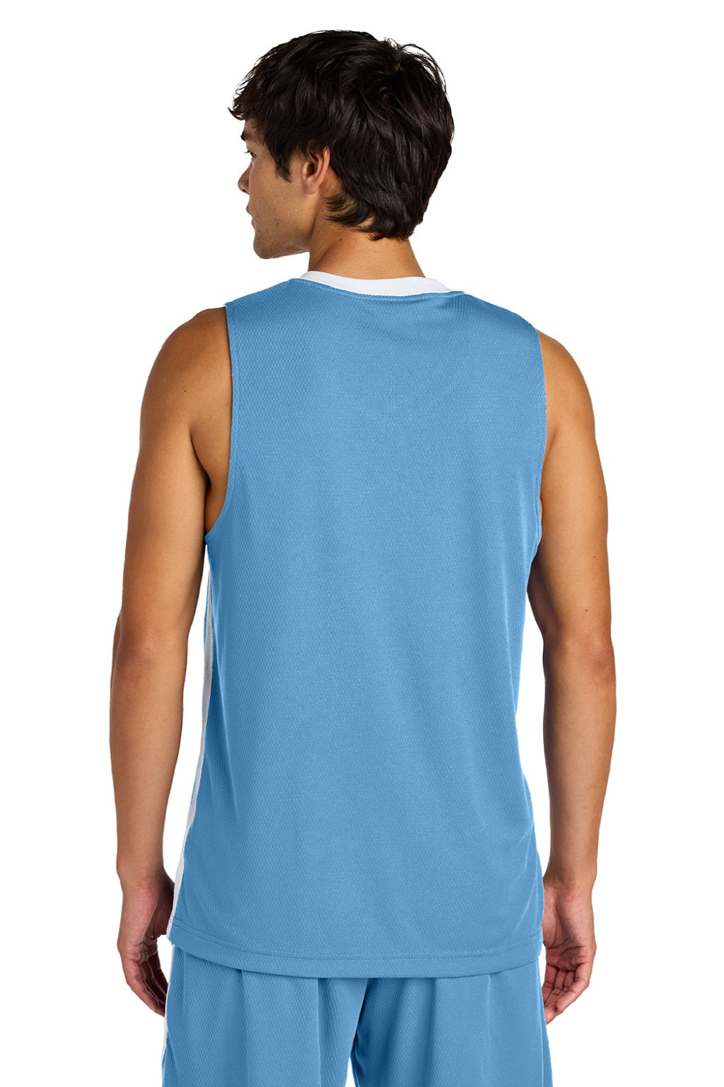 Sport-Tek ST900 Mens Rival Basketball Moisture Wicking Reversible Jersey Tank Top Carolina Blue/White Model Back