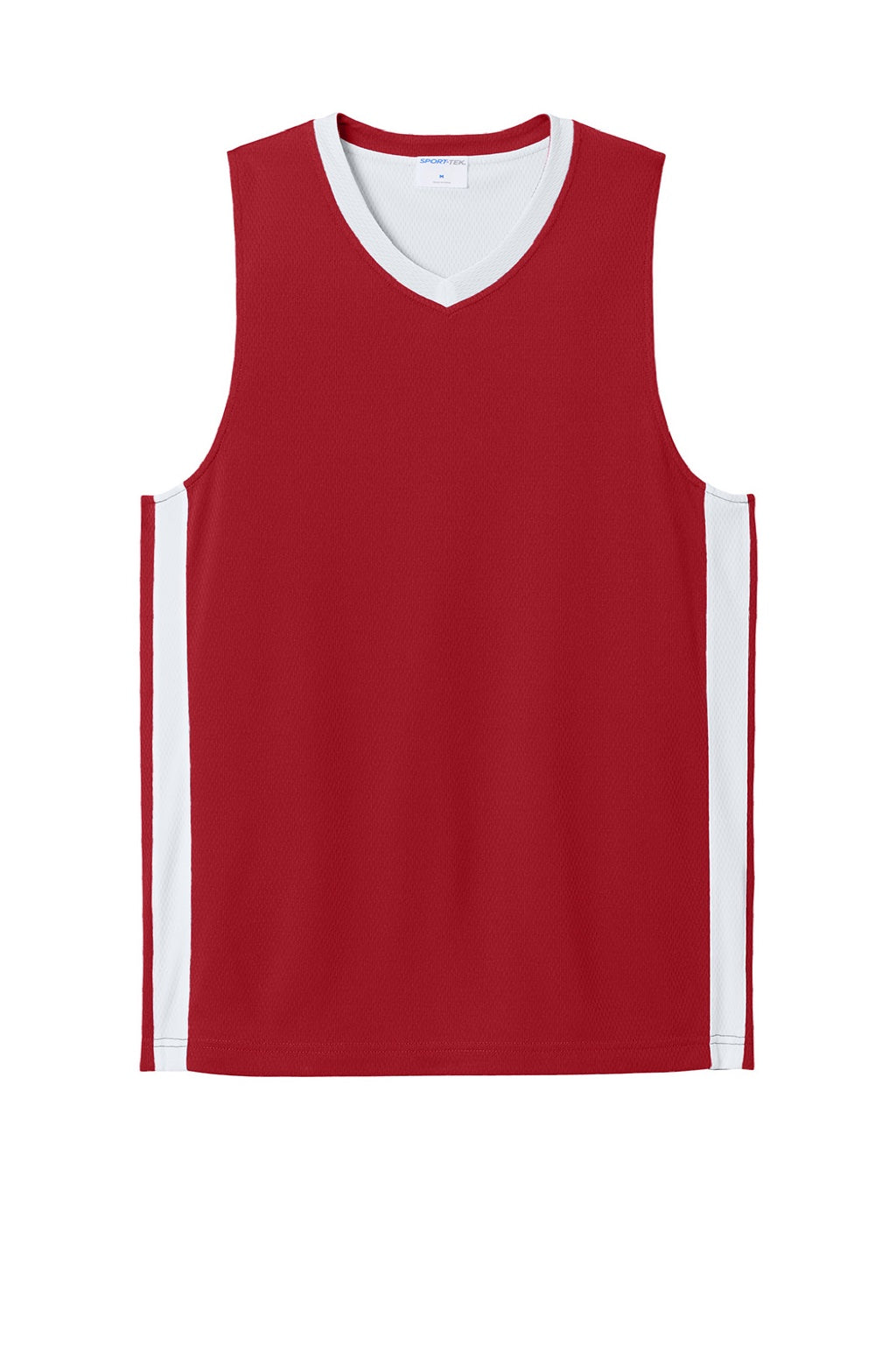 Sport-Tek ST900 Mens Rival Basketball Moisture Wicking Reversible Jersey Tank Top Deep Red/White Flat Front