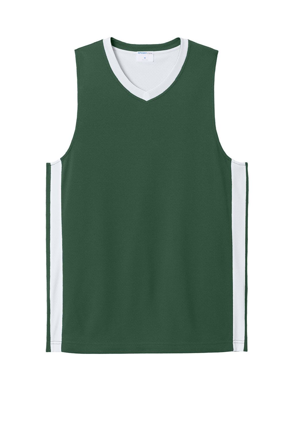 Sport-Tek ST900 Mens Rival Basketball Moisture Wicking Reversible Jersey Tank Top Forest Green/White Flat Front