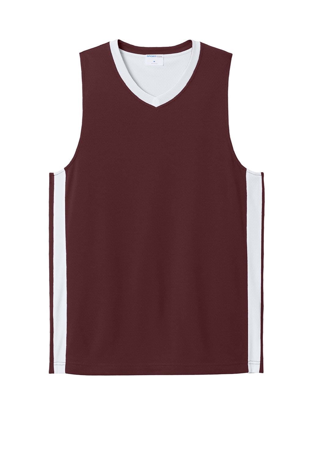 Sport-Tek ST900 Mens Rival Basketball Moisture Wicking Reversible Jersey Tank Top Maroon/White Flat Front