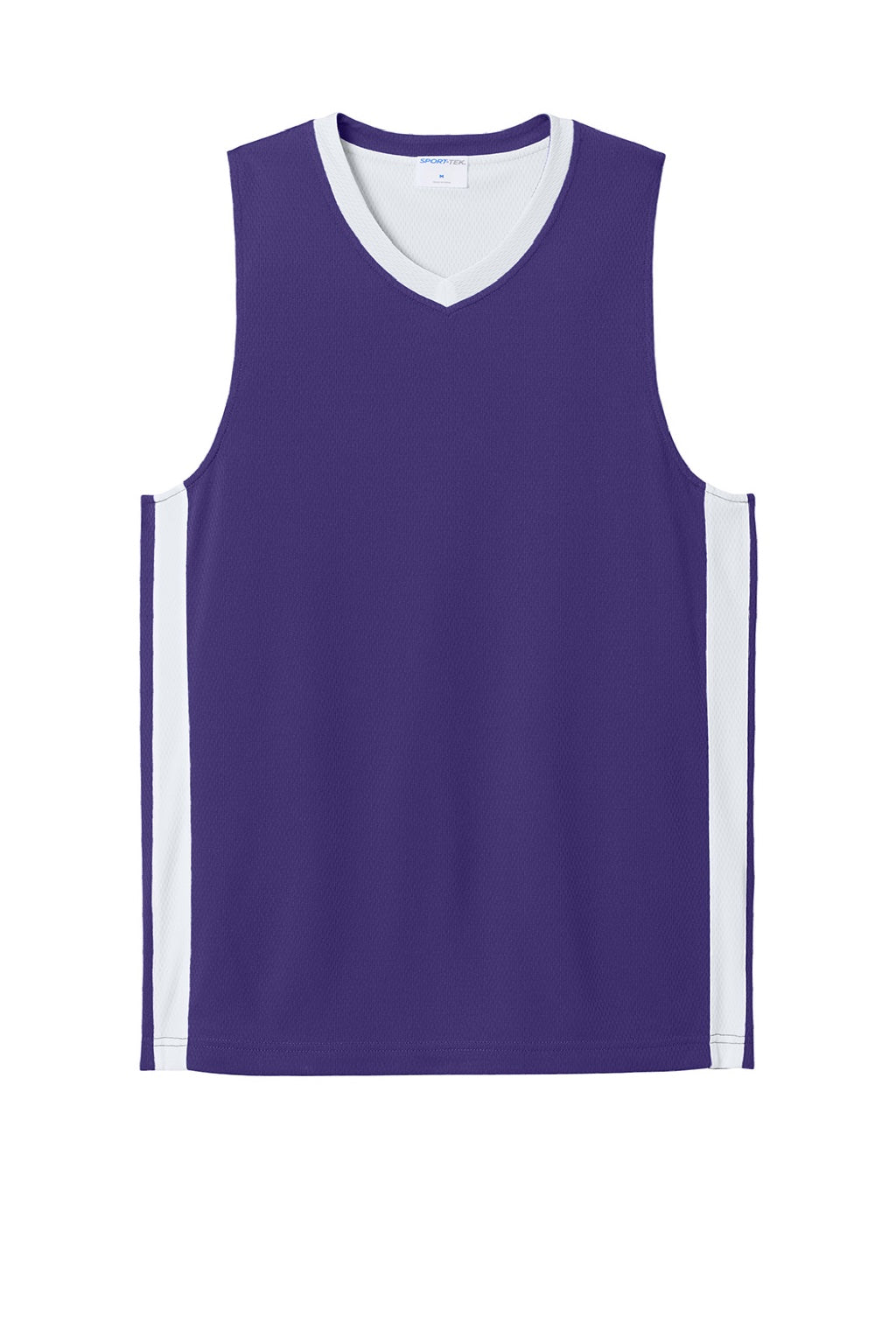 Sport-Tek ST900 Mens Rival Basketball Moisture Wicking Reversible Jersey Tank Top Purple/White Flat Front