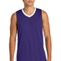 Sport-Tek Mens Rival Basketball Moisture Wicking Reversible Jersey Tank Top - Purple/White