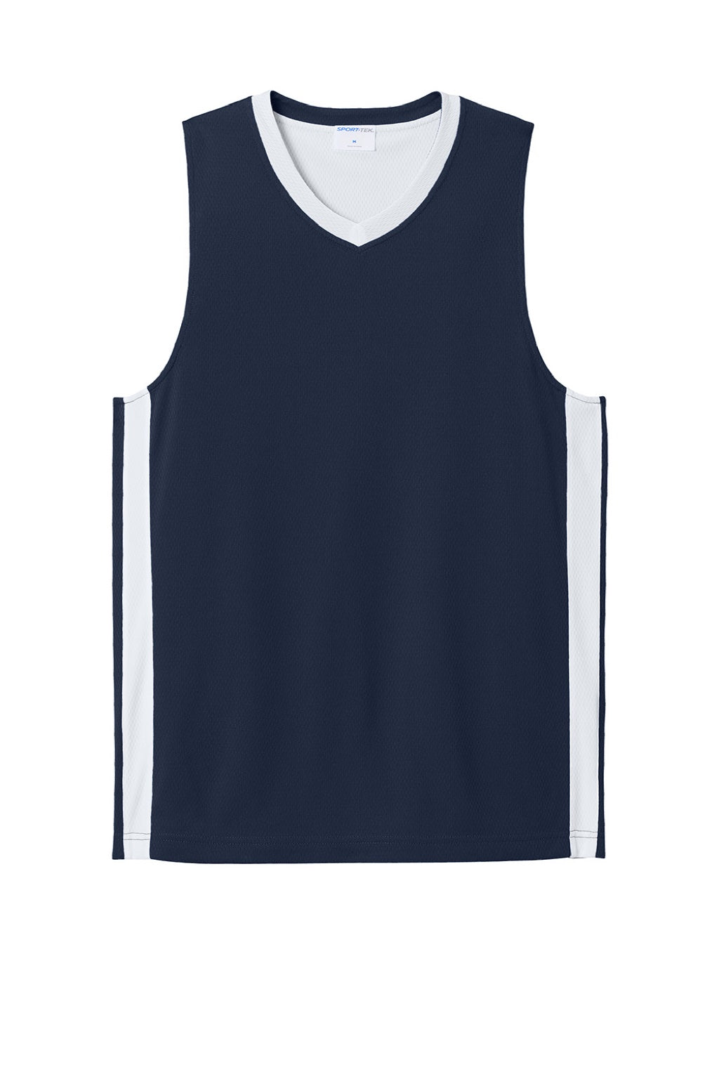 Sport-Tek ST900 Mens Rival Basketball Moisture Wicking Reversible Jersey Tank Top True Navy Blue/White Flat Front