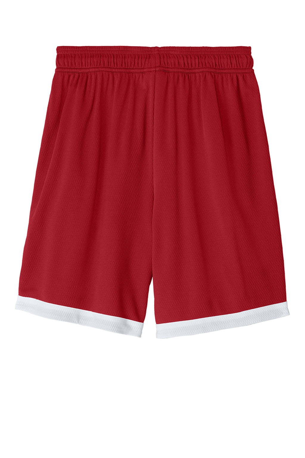 Sport-Tek ST901 Mens Rival Moisture Wicking Basketball Shorts Deep Red/White Flat Back