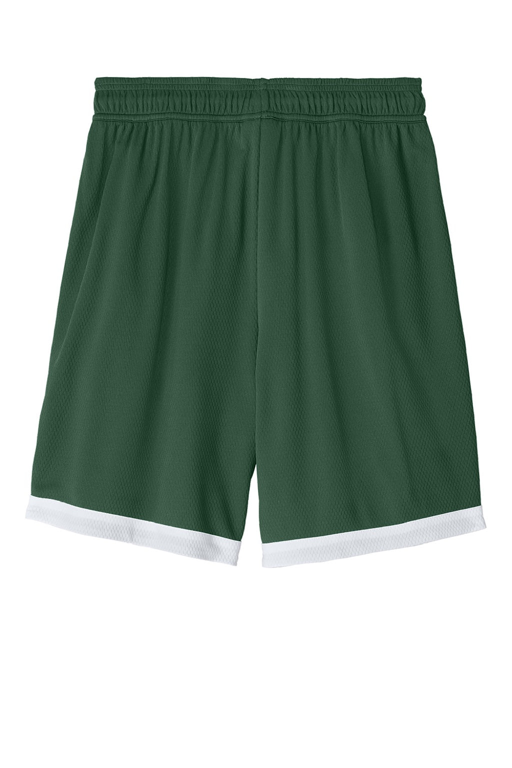 Sport-Tek ST901 Mens Rival Moisture Wicking Basketball Shorts Forest Green/White Flat Back