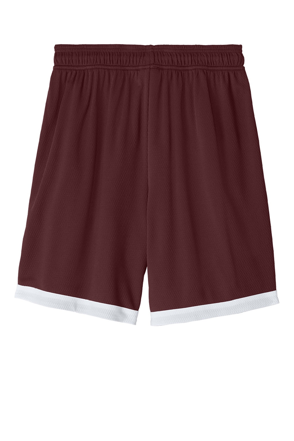 Sport-Tek ST901 Mens Rival Moisture Wicking Basketball Shorts Maroon/White Flat Back