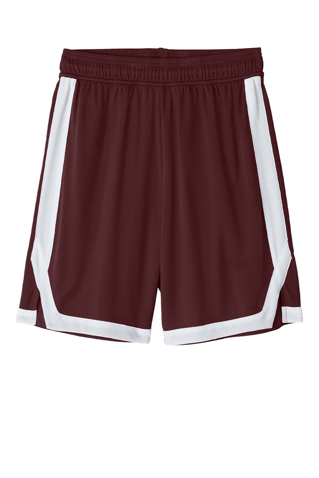 Sport-Tek ST901 Mens Rival Moisture Wicking Basketball Shorts Maroon/White Flat Front