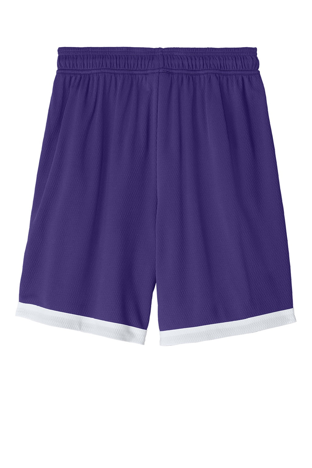Sport-Tek ST901 Mens Rival Moisture Wicking Basketball Shorts Purple/White Flat Back