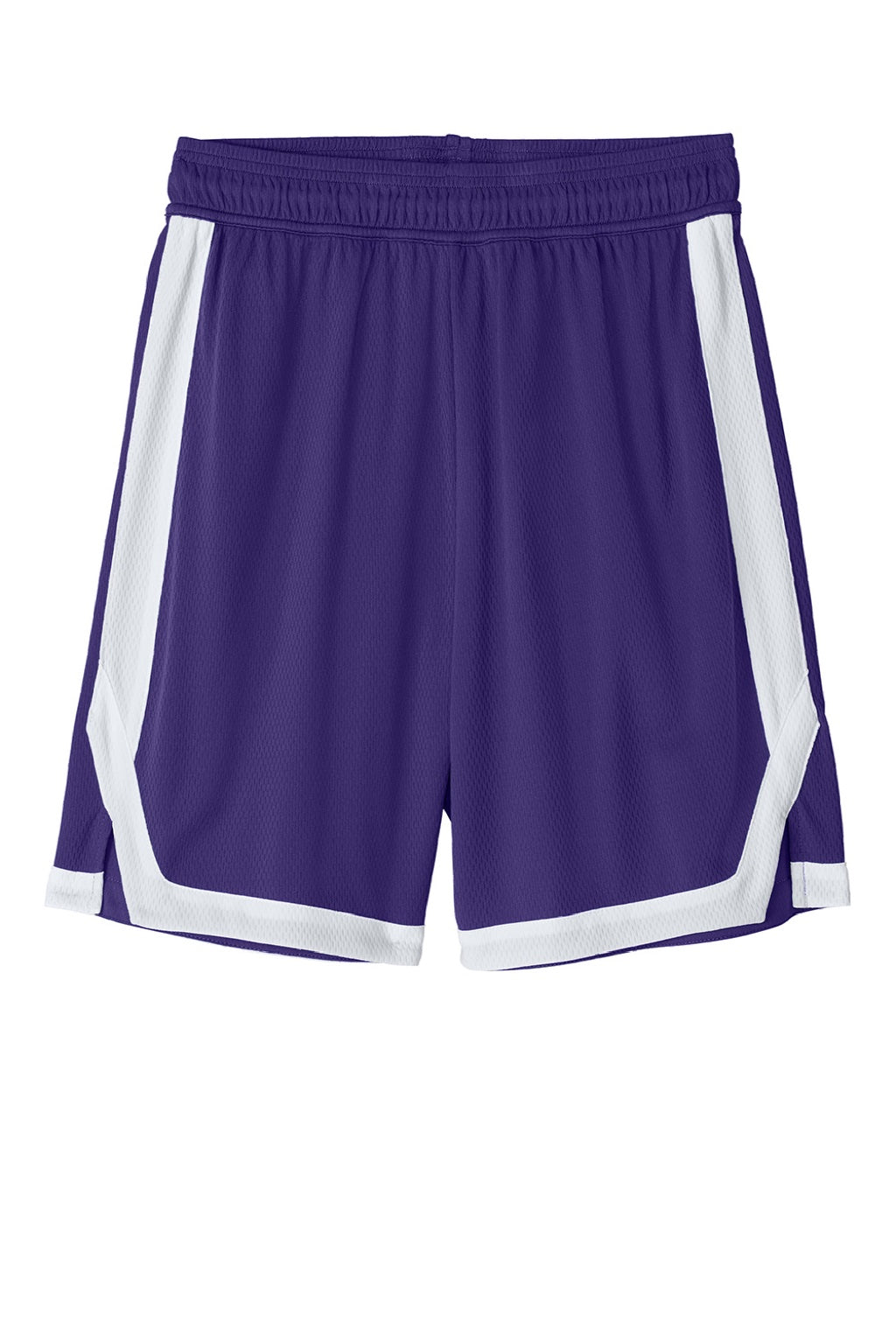 Sport-Tek ST901 Mens Rival Moisture Wicking Basketball Shorts Purple/White Flat Front