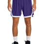 Sport-Tek Mens Rival Moisture Wicking Basketball Shorts - Purple/White