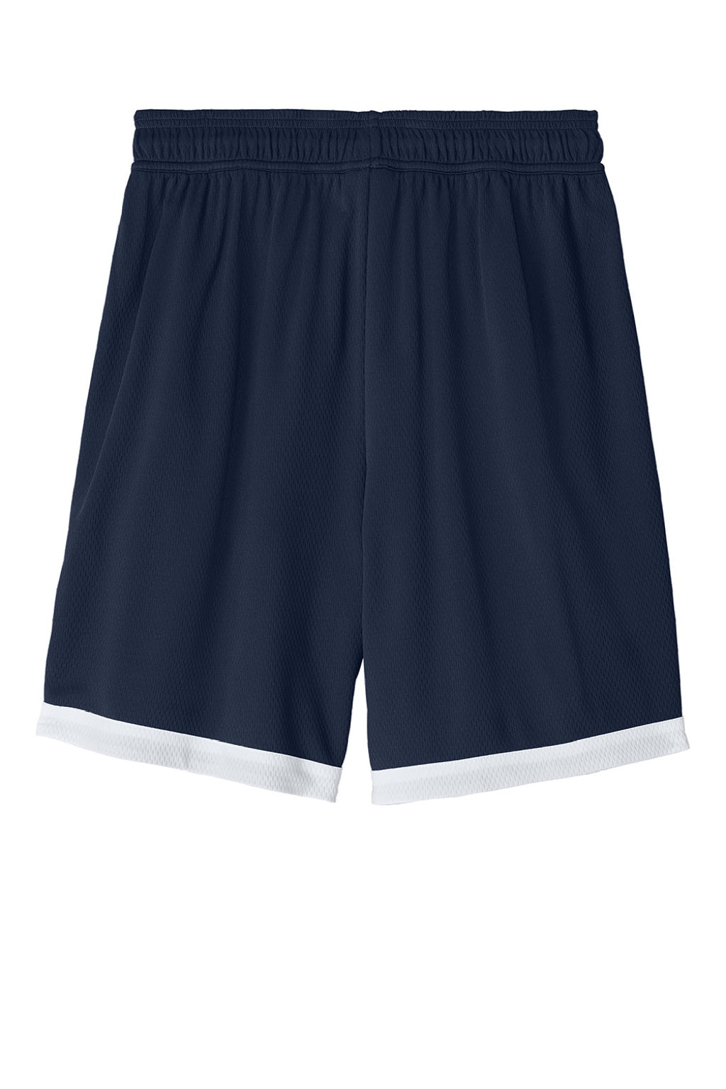 Sport-Tek ST901 Mens Rival Moisture Wicking Basketball Shorts True Navy Blue/White Flat Back