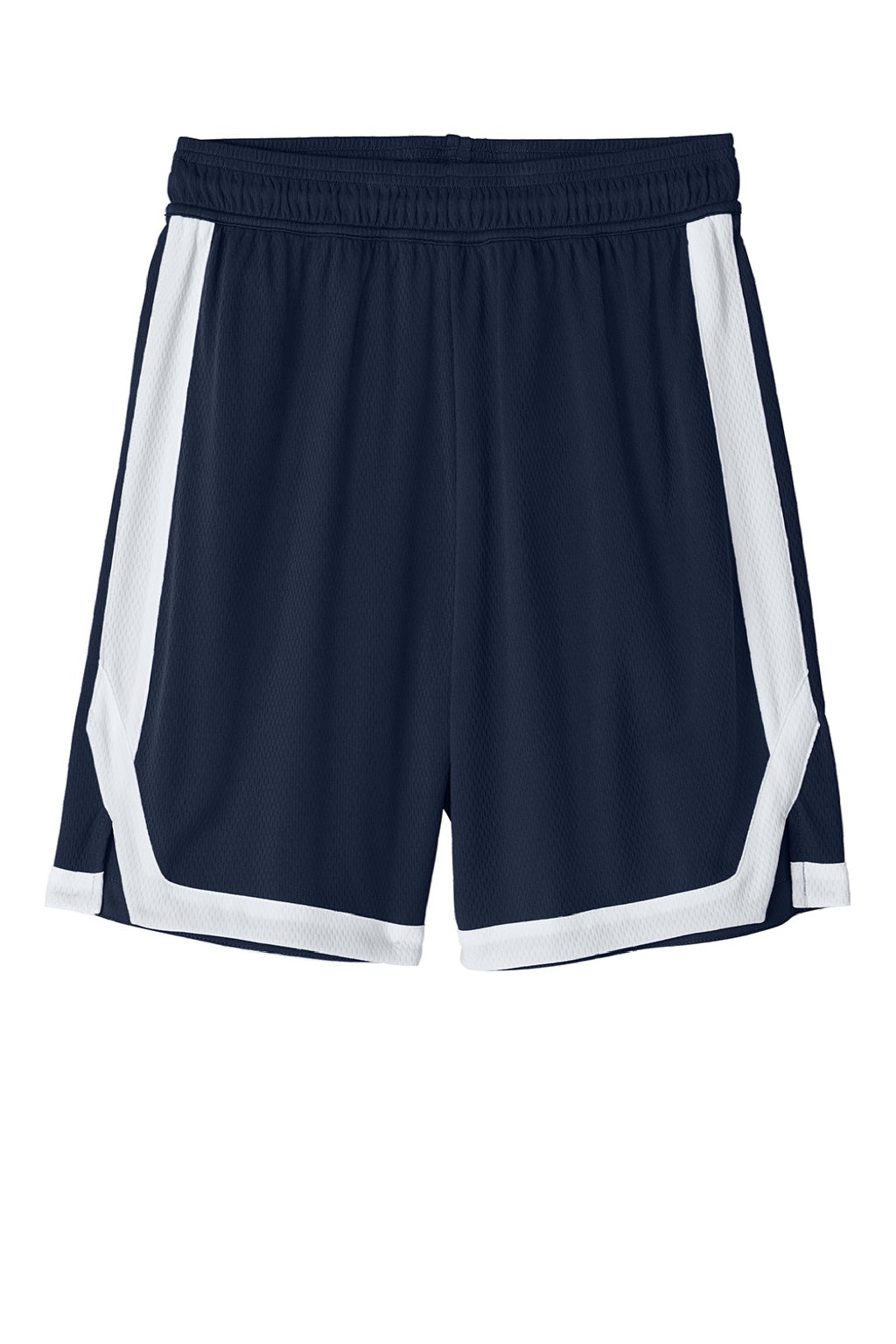 Sport-Tek ST901 Mens Rival Moisture Wicking Basketball Shorts True Navy Blue/White Flat Front