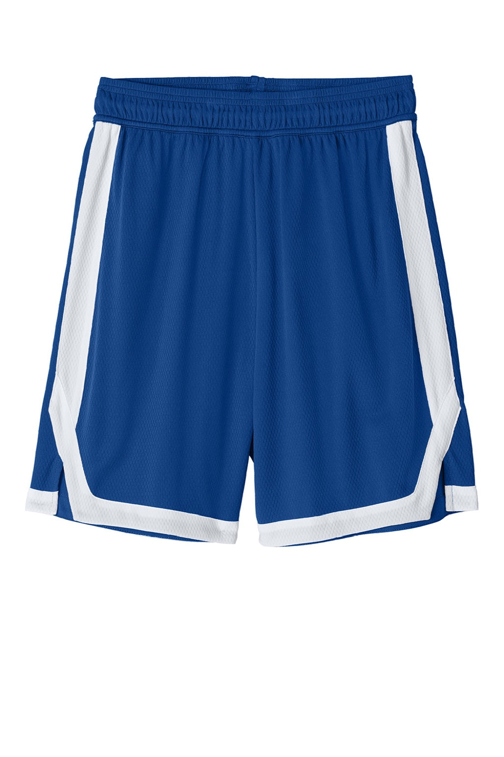 Sport-Tek ST901 Mens Rival Moisture Wicking Basketball Shorts True Royal Blue/White Flat Front
